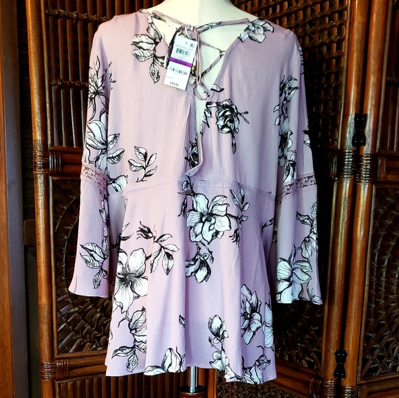 AMERICAN RAG CIE by MACY'S Boho High/Low Top Blouse Pale Lavender XXL NWT - Picture 3 of 10